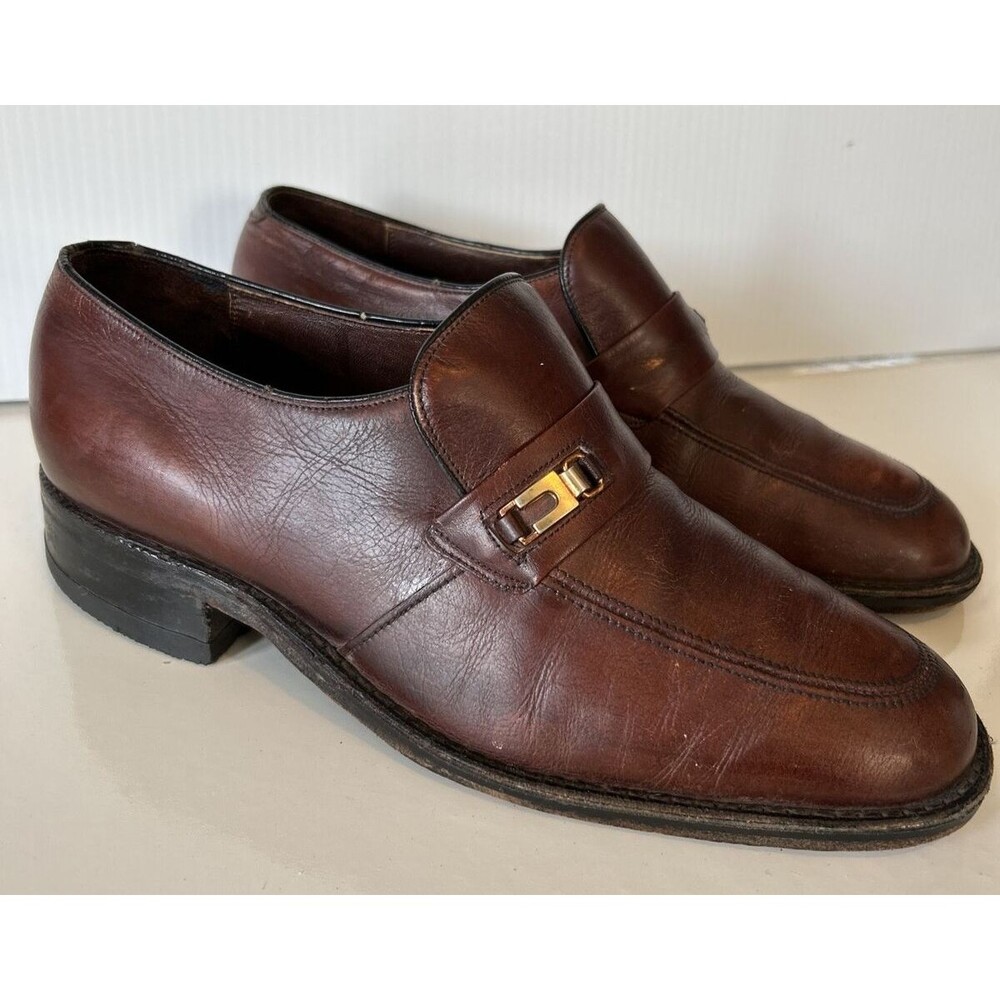 Freeman Free  Flex Leather  Brown Slip On Classic Dress Shoes Men's 7.5 EEE